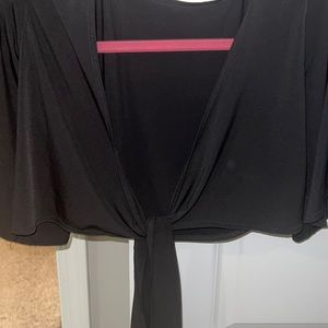 Black tied crop shirt